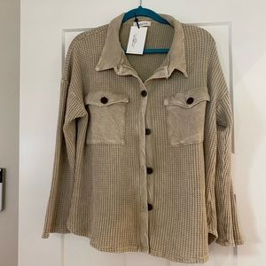 Bucket list waffle shacket (free people scout dupe)